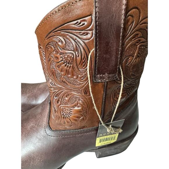 Roper NEW Dusty Tooled Ankle Snip Short Cowboy Boots Women’s Size 10 Brown - Picture 6 of 9